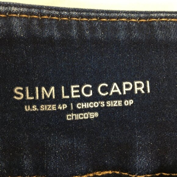 Chico's Slim Leg Capri Pull on Dark Wash Jeans Size 4P EXCELLENT Condition - Picture 5 of 5